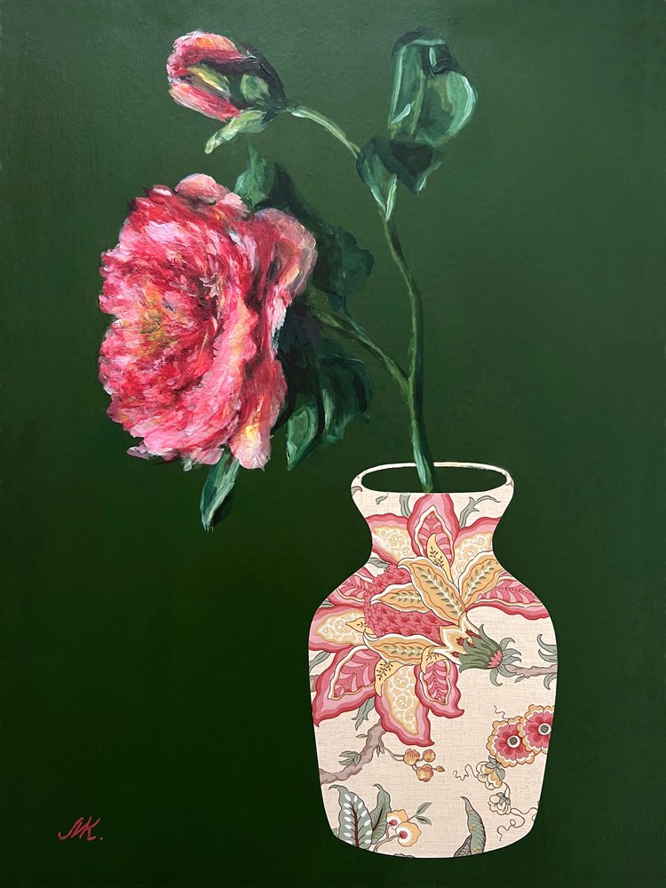 Lebendige rosa Blumenvase von Marina Kozyr