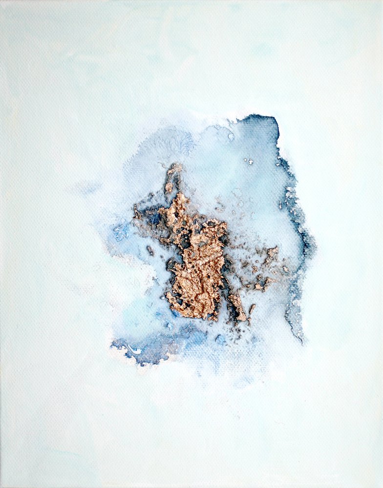 Goldenes Blaues Abstrakt von Marina Nelson