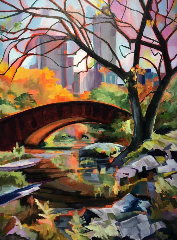 Lebendige Herbstparkbrücke von Maxine Shore