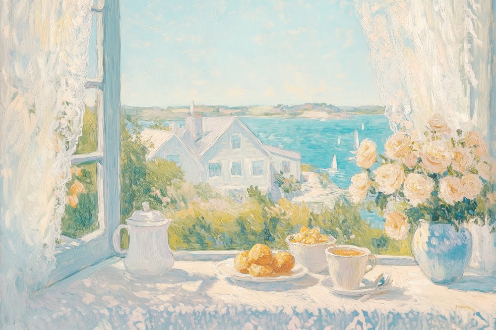 Küstenmorgen Frühstücksausblick von Melloi Art Prints