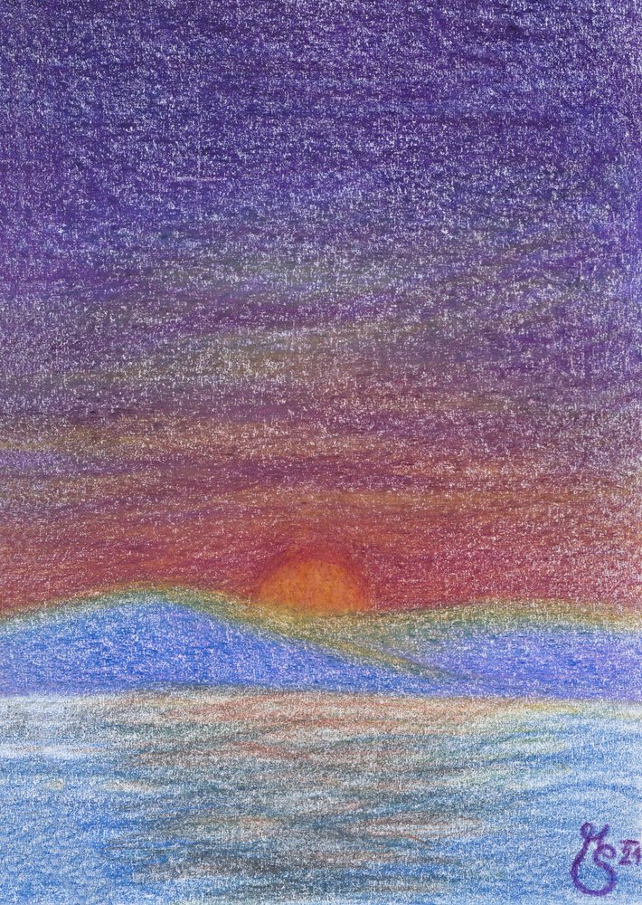 Farbiger Bergsonnenuntergang von Mirjam Schrei