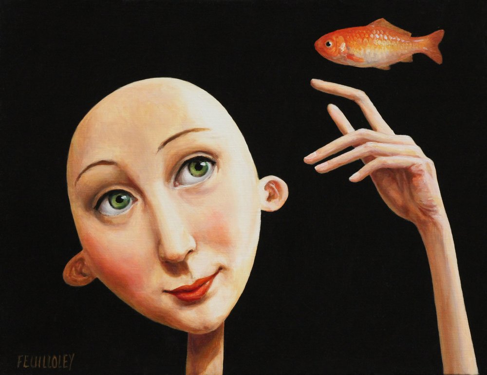 Träumerische Frau Goldfisch von Myriam Feuilloley