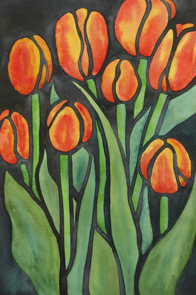 Kräftige orangefarbene Tulpen von Natalie Bruns