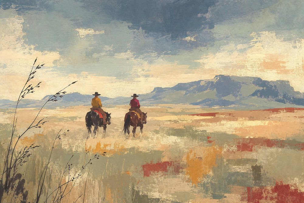 Cowboys über weite Ebenen von Natalie Bruns