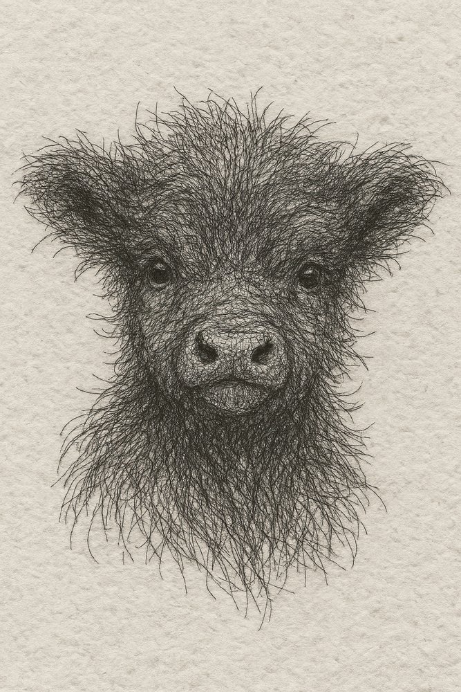 Flauschiges schwarzes Kalb von Natalie Bruns