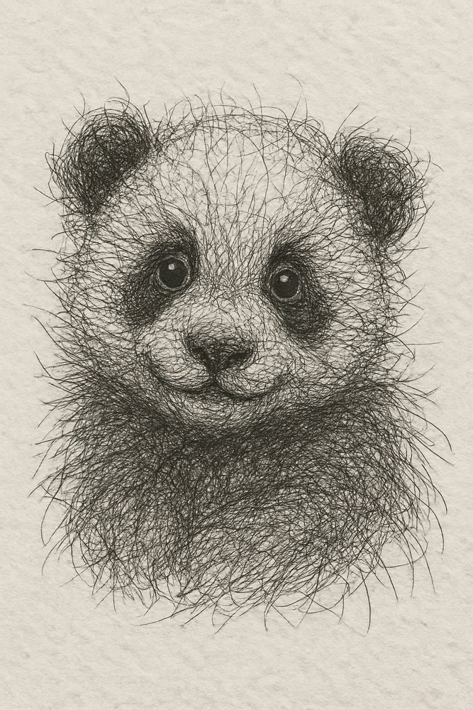 Flauschiger Panda-Junges von Natalie Bruns