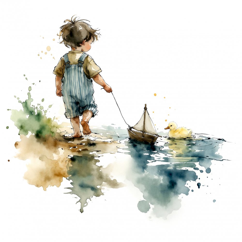 Kleiner Junge Entenspiel von Natalie Bruns