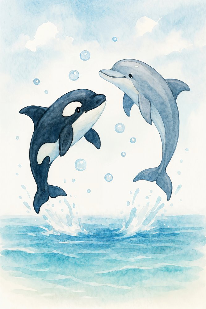 Verspielter Delfin Orca von Natalie Bruns