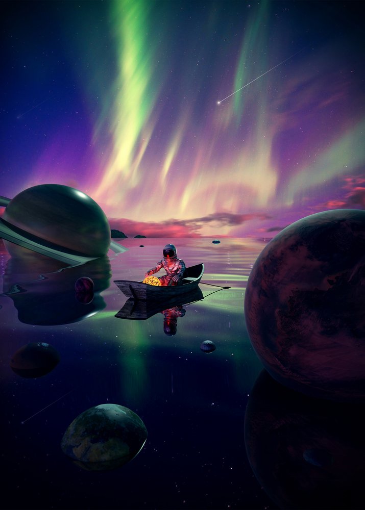 Astronaut treibt unter Aurora von Nicebleed