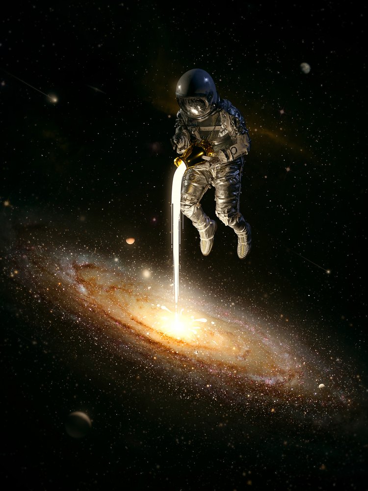 Astronaut füttert Galaxie von Nicebleed