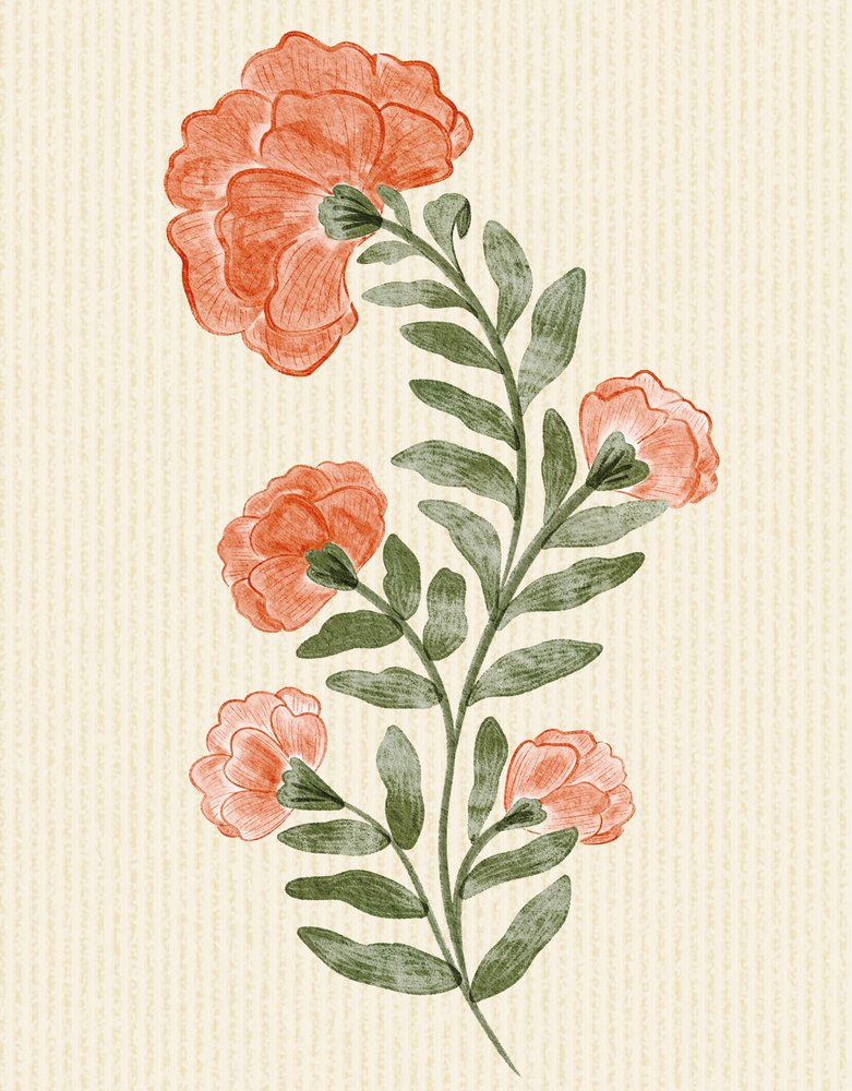 Sanfte orangefarbene Botanicals von Nikita Jariwala