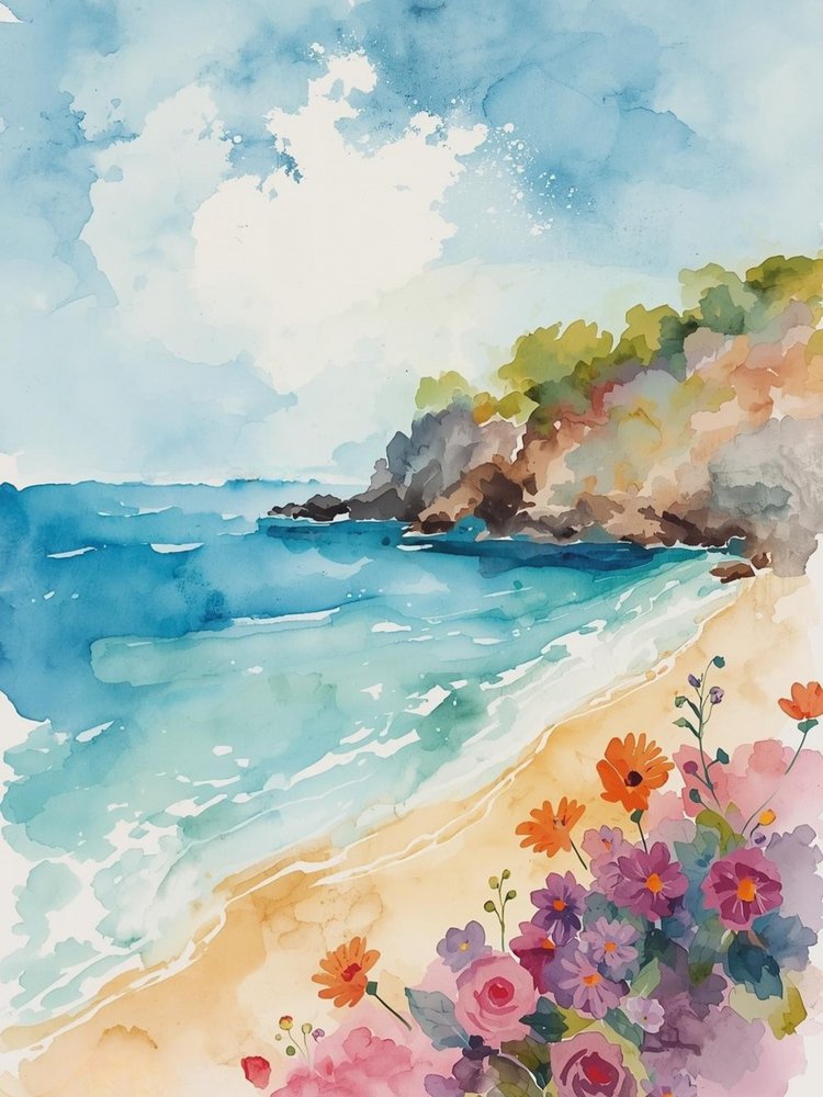 Küstenblüte Aquarell von Ohkimiko