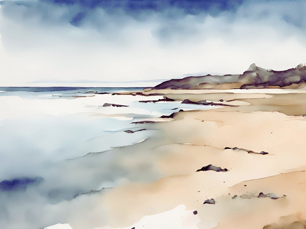 Serene Küsten-Aquarell von Ohkimiko