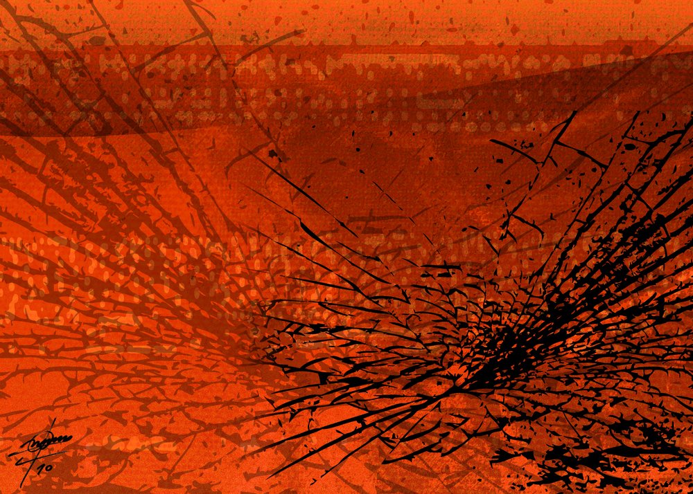 Zerbrochenes Orangenes Abstrakt von Osvaldo Russo