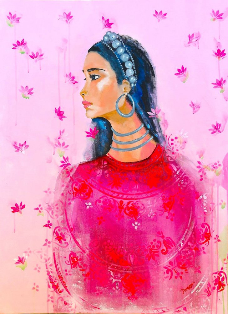 Elegante Frau Rosa Lotus von Poonam Choudhary
