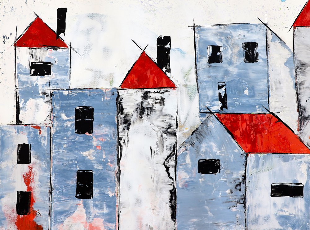 Moderne Stadt mit rotem Dach von Poonam Choudhary