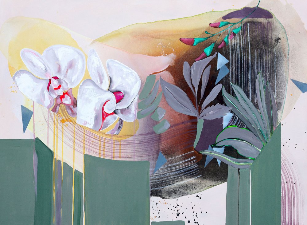 Weiße Orchidee Abstrakt von Poonam Choudhary