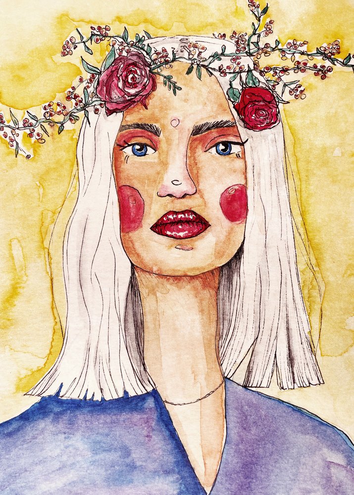 Dame mit Blumenkranz von Raissa Oltmanns
