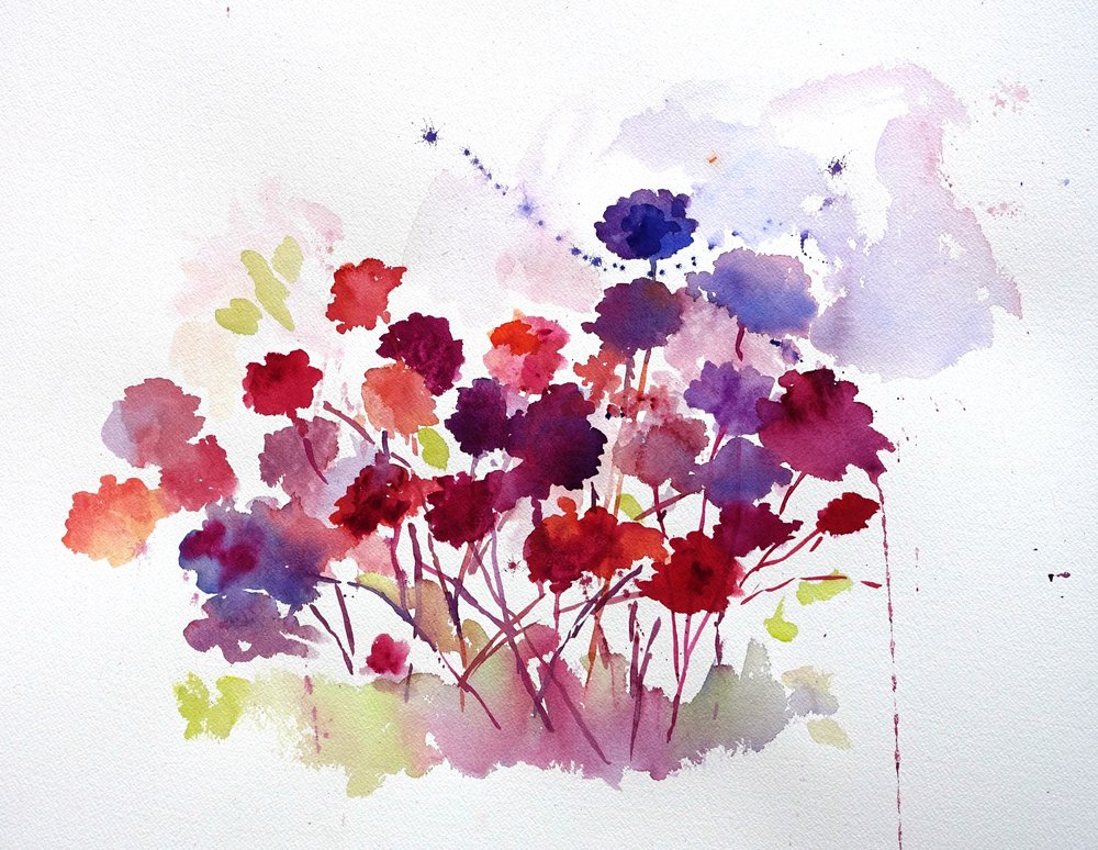 Lebendige Aquarellblüten von Renate Holzner
