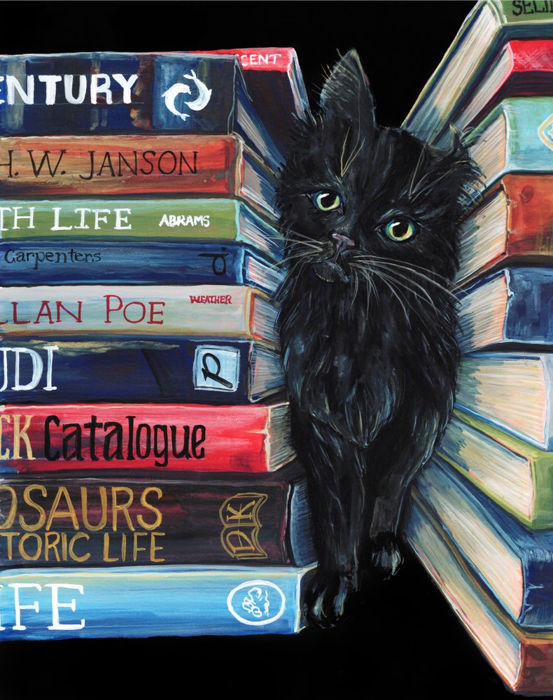 Neugierige Bibliothekskatze von Renee Machan Cottagecore Artist