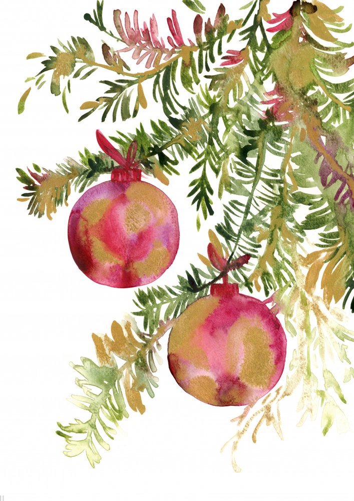 Weihnachtliche Kiefer und Kugeln von Rosana Laiz Blursbyai