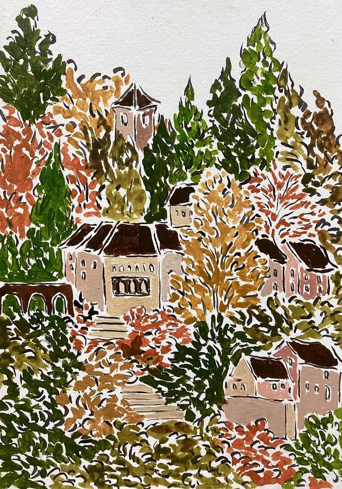 Herbstliches Dorf am Hang von Rushati Chowdhury