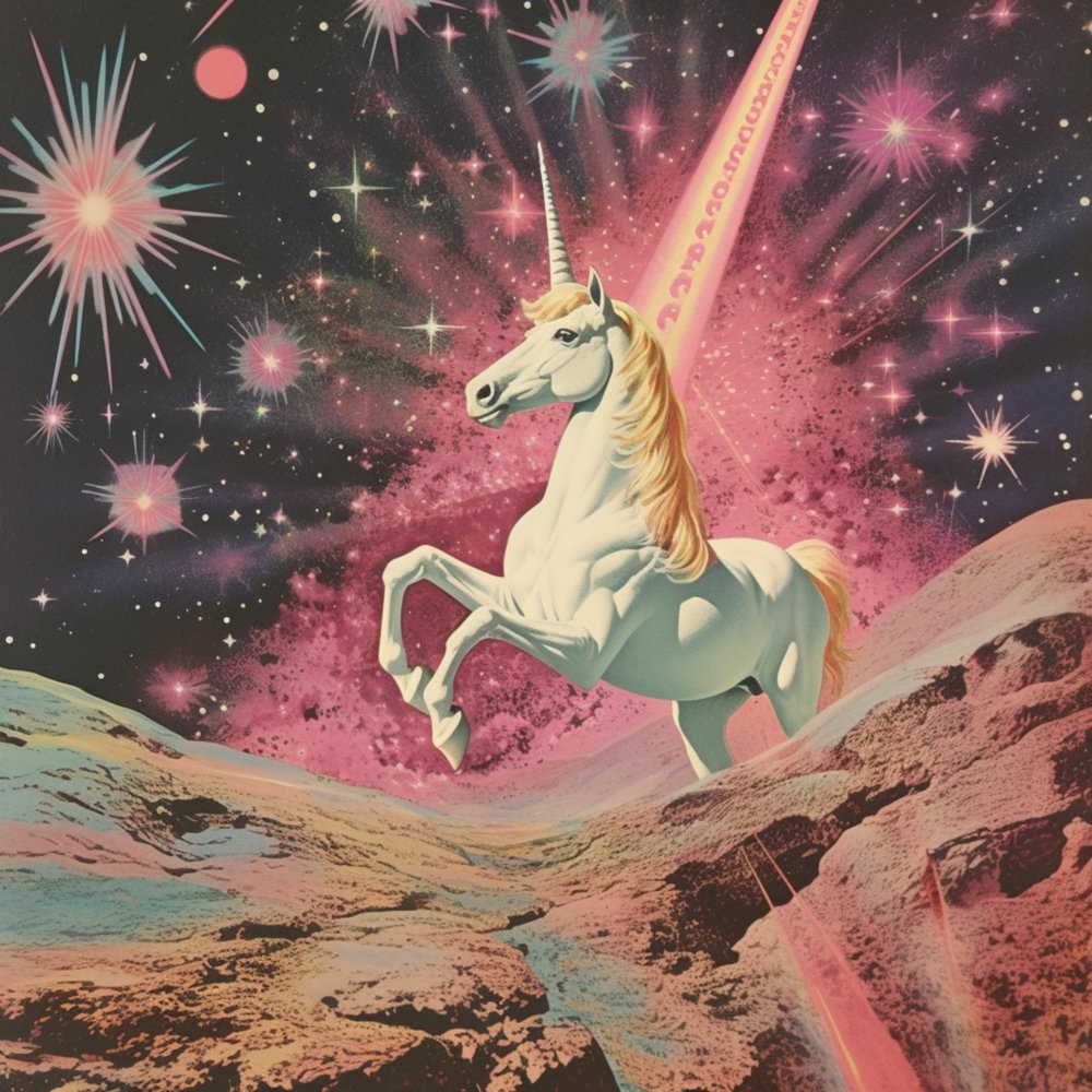 Kosmische Einhorn-Traumlandschaft von Samantha Hearn