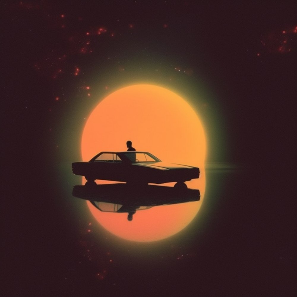 Retro Sonne Fahrer Silhouette von Samantha Hearn
