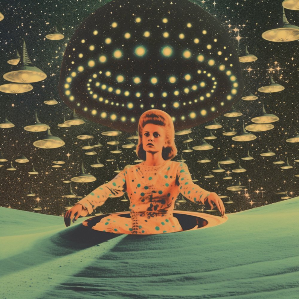 Vintage Weltraum Begegnung von Samantha Hearn