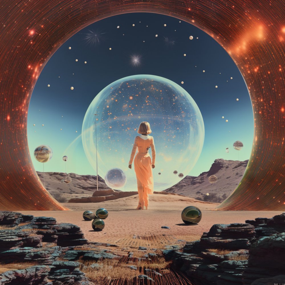Frau vor kosmischem Tor von Samantha Hearn