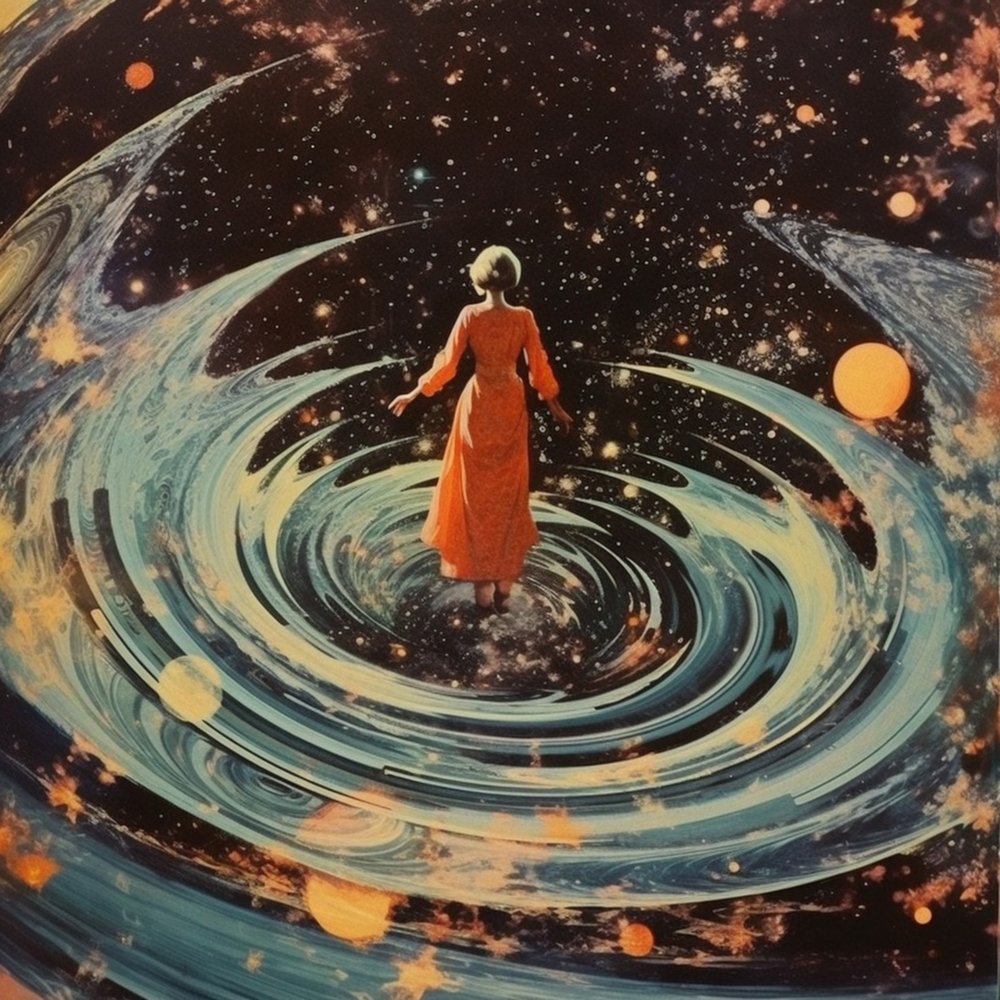 Frau im kosmischen Wirbel von Samantha Hearn