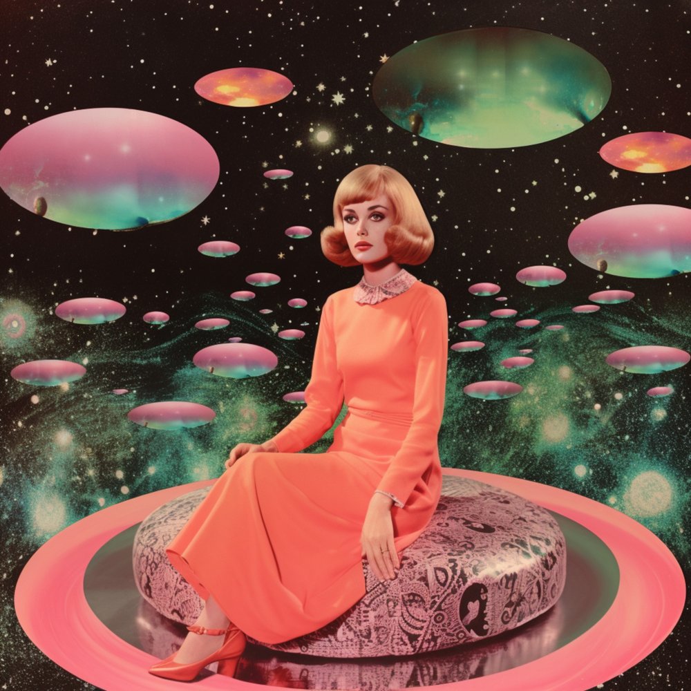 Frau im Retro-Weltraum von Samantha Hearn