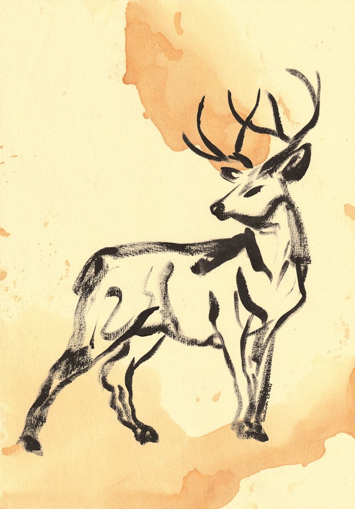 Majestätischer Hirsch Tinte von Santhosh ch