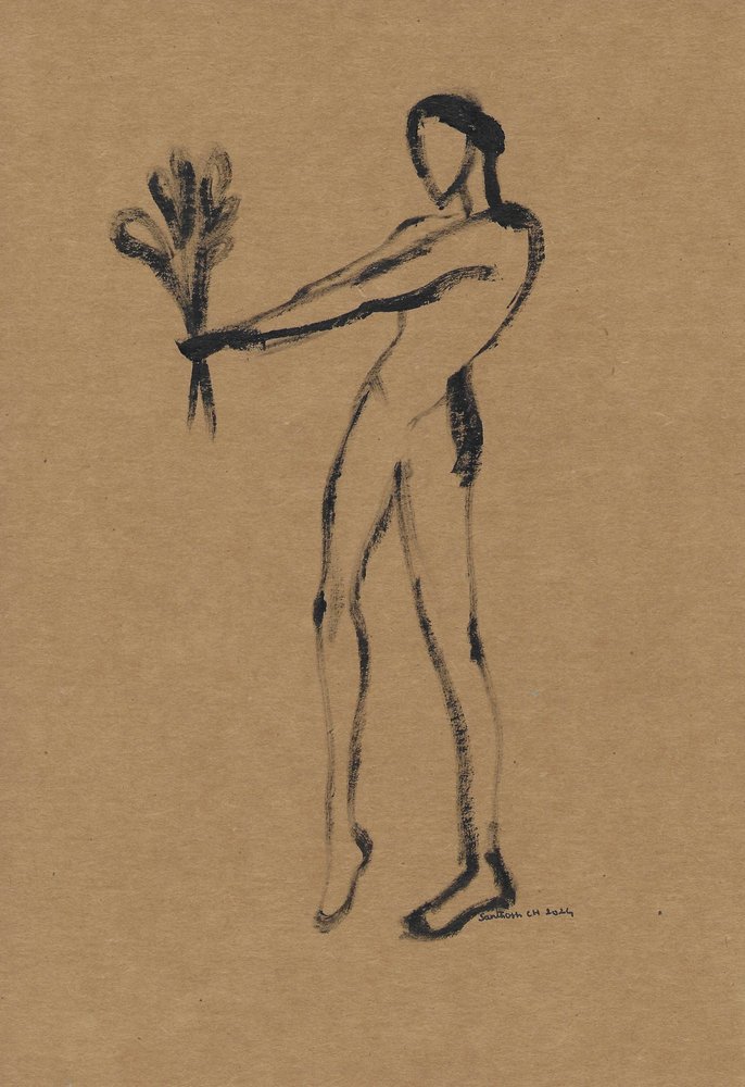 Nackte Figur mit Weizen von Santhosh ch