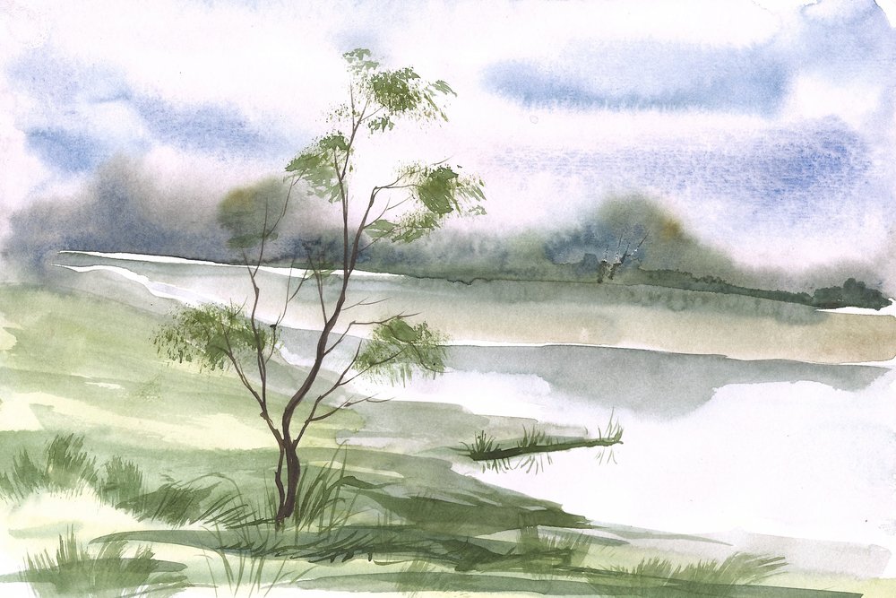 Friedlicher Baum am Seeufer von Santhosh ch