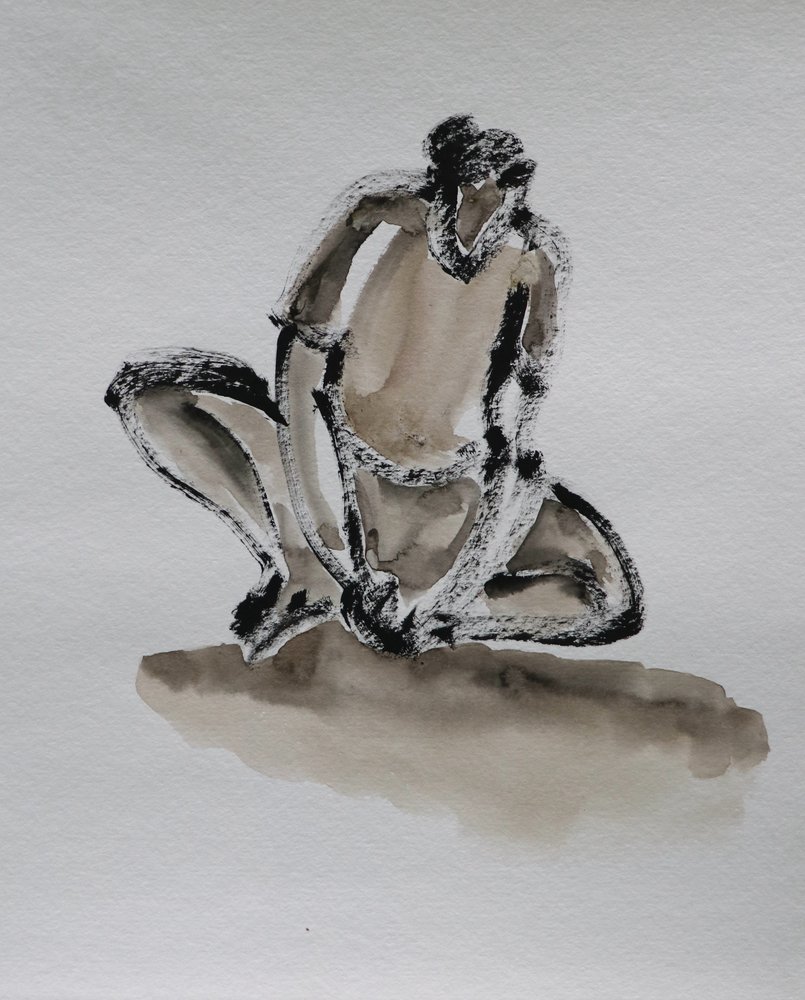 Nachdenkliche kauernde Figur von Santhosh ch