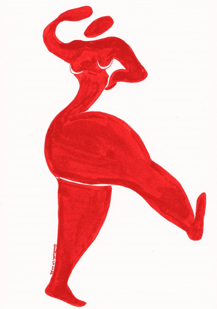 Rote tanzende Frau von Santhosh ch