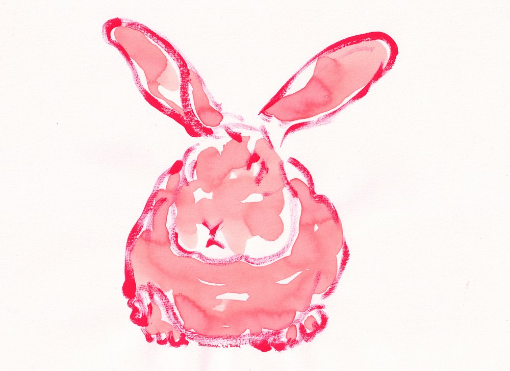 Roter Aquarellhase von Santhosh ch