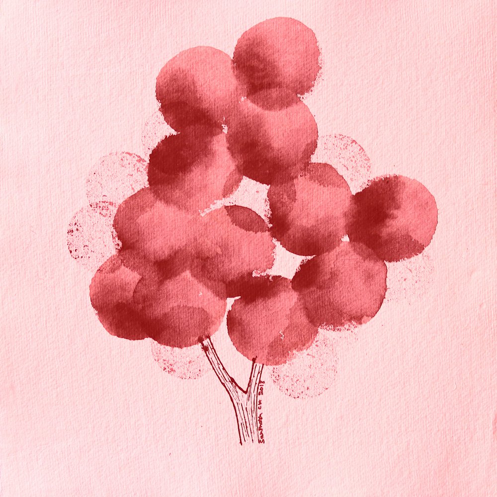 Roter Aquarellbaum von Santhosh ch