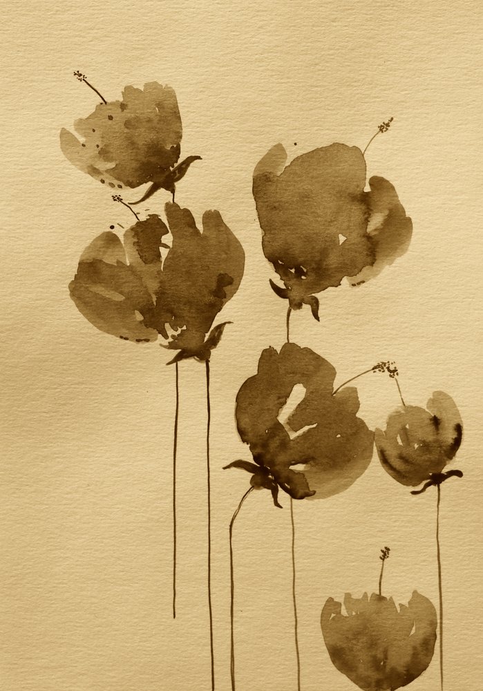 Sepia Aquarellblumen von Santhosh ch