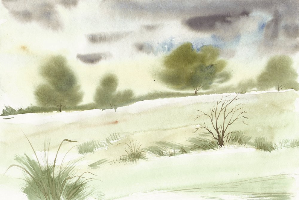 Gelassene Aquarell-Landschaft von Santhosh ch