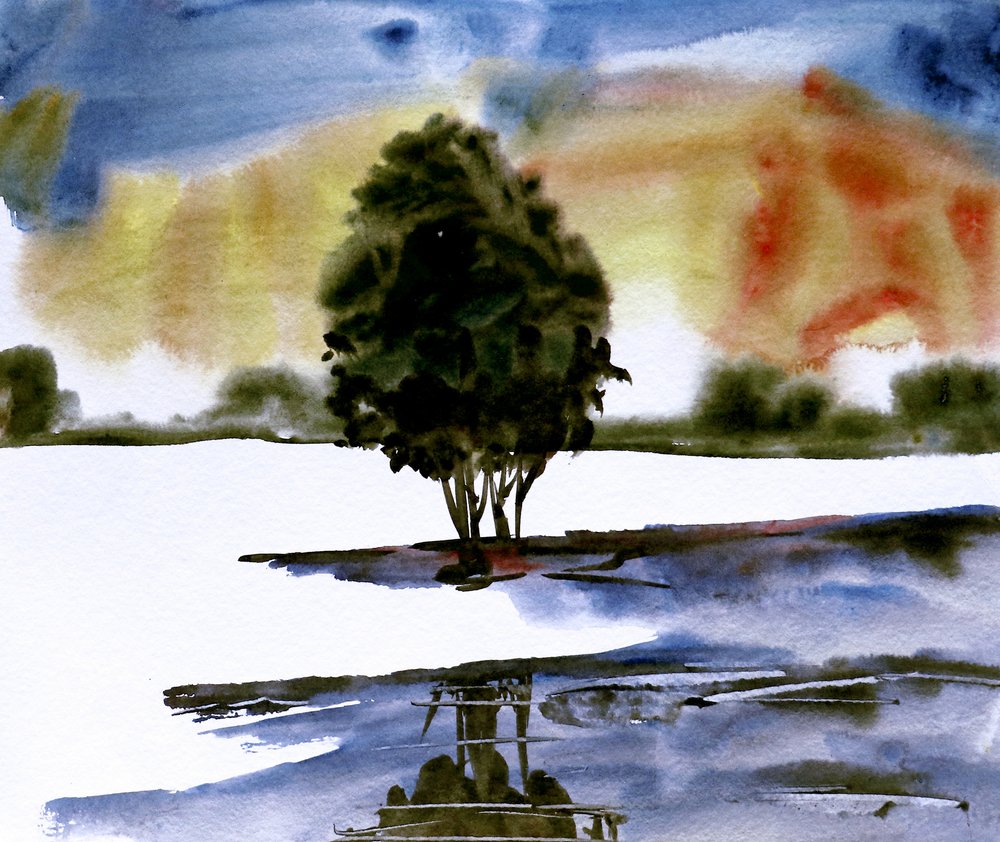 Sonnenuntergang Baumreflexion von Santhosh ch