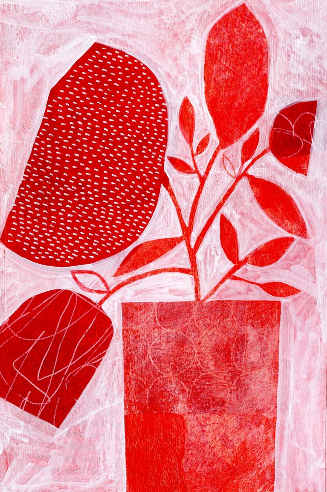 Abstrakte Rote Botanicals von Susan Black