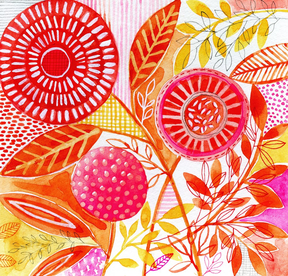 Lebendige abstrakte Blumen von Susan Black