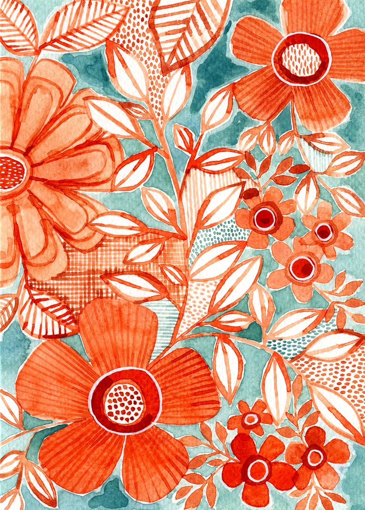 Lebendiges Blumen-Aquarell von Susan Black