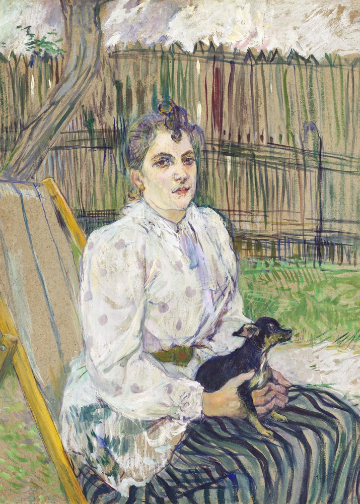 Dame mit einem Hund (1891) von TOULOUSE LAUTREC