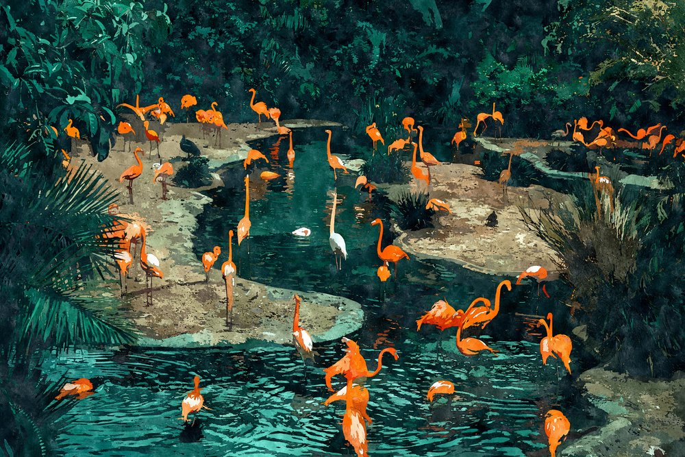 Flamingos in den Tropen von Uma Gokhale