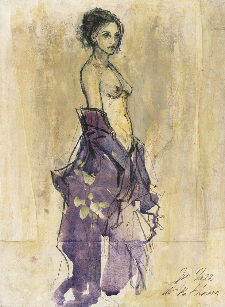Frau im Lila Gewand von Ute Rathmann