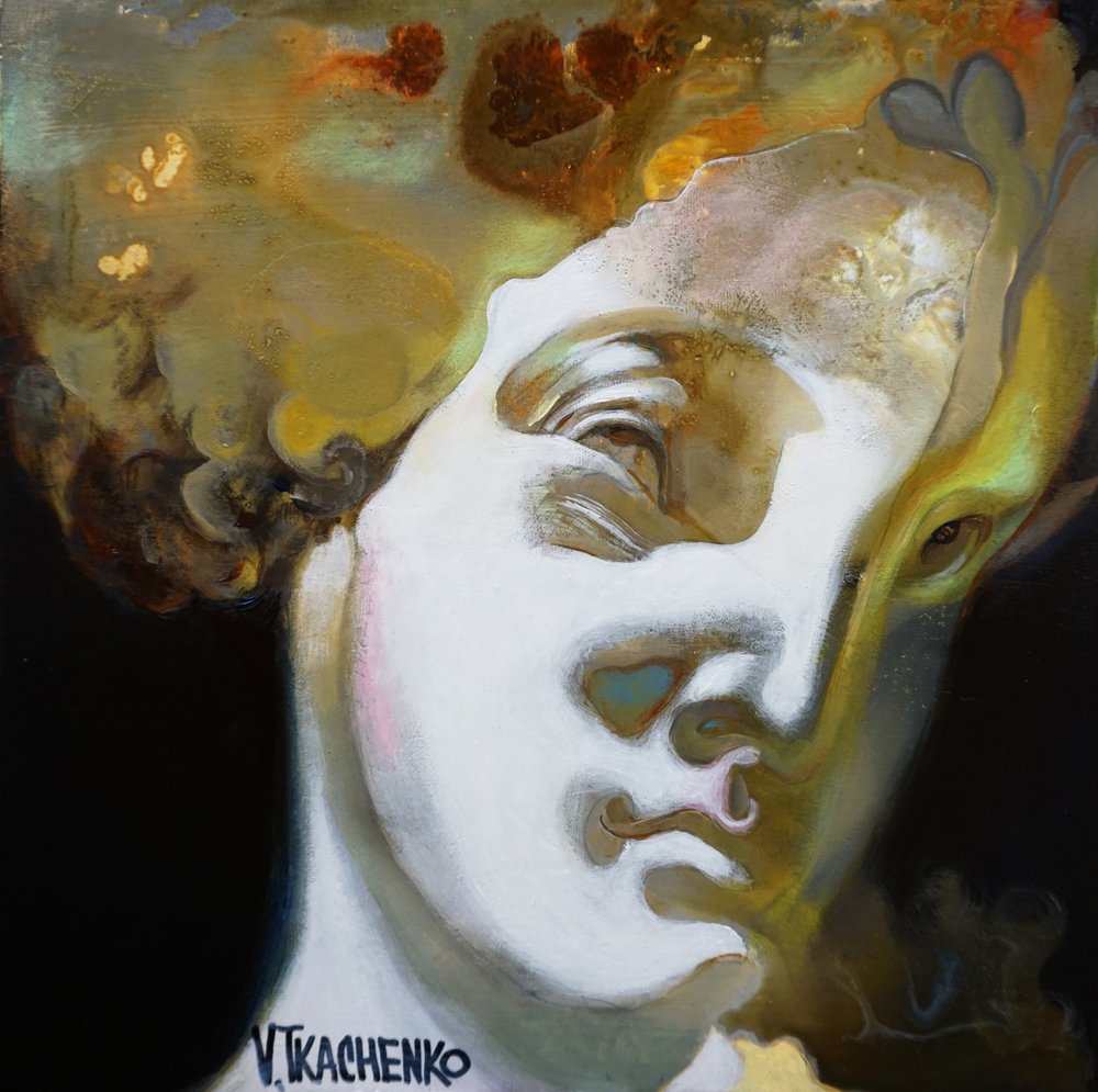 Surrealer Goldener Büste von Victor Tkachenko