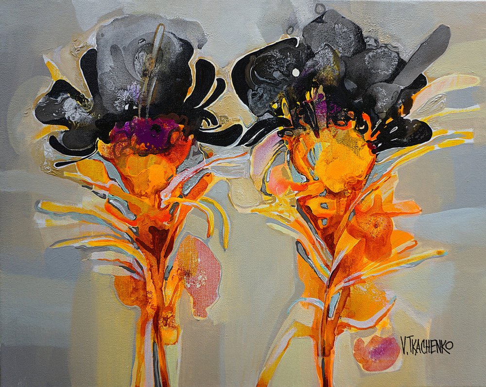 Lebhafte Abstrakte Blumen von Victor Tkachenko